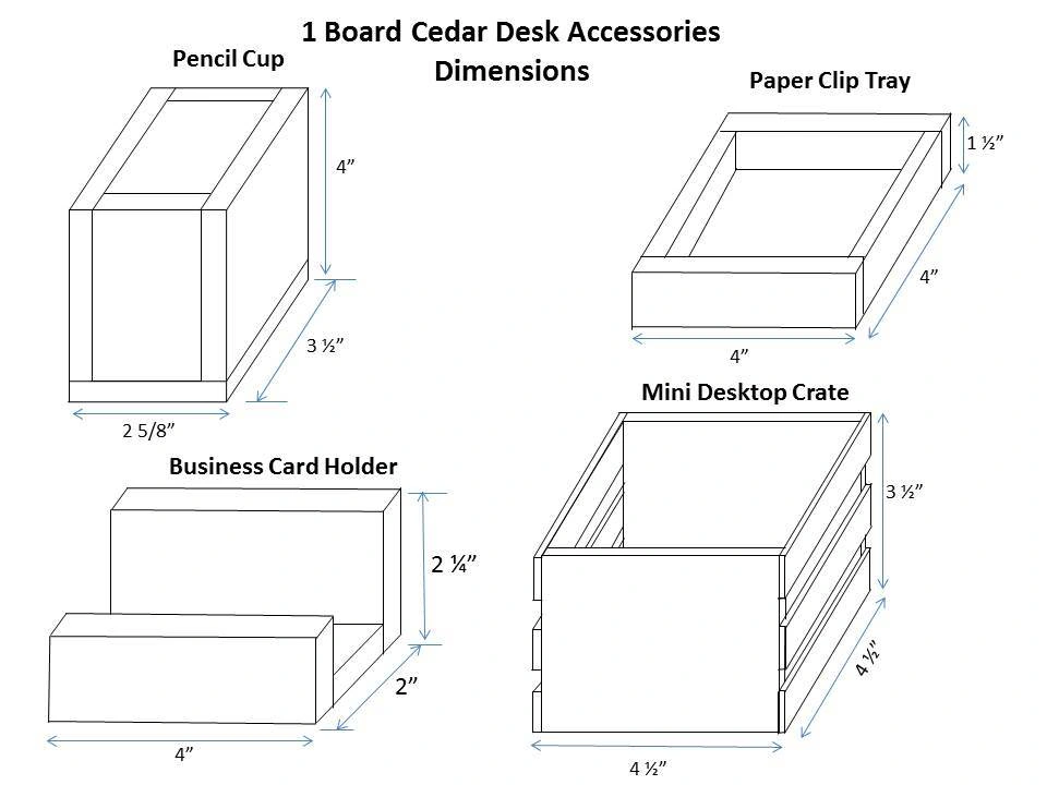 1-board Cedar Desk Accessory Set dimension diagram 1