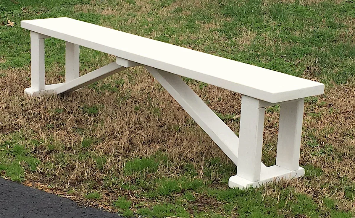 $15 DIY Farmhouse Bench by Happier Homemaker