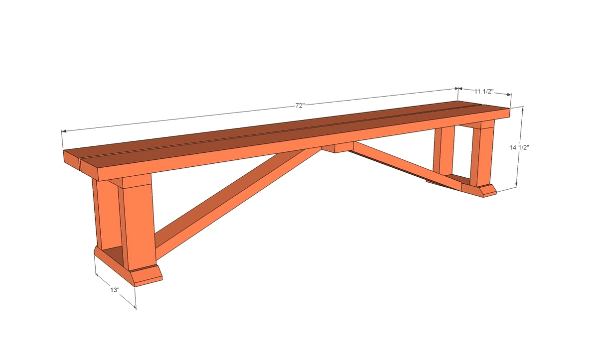 $15 DIY Farmhouse Bench by Happier Homemaker dimension diagram 1