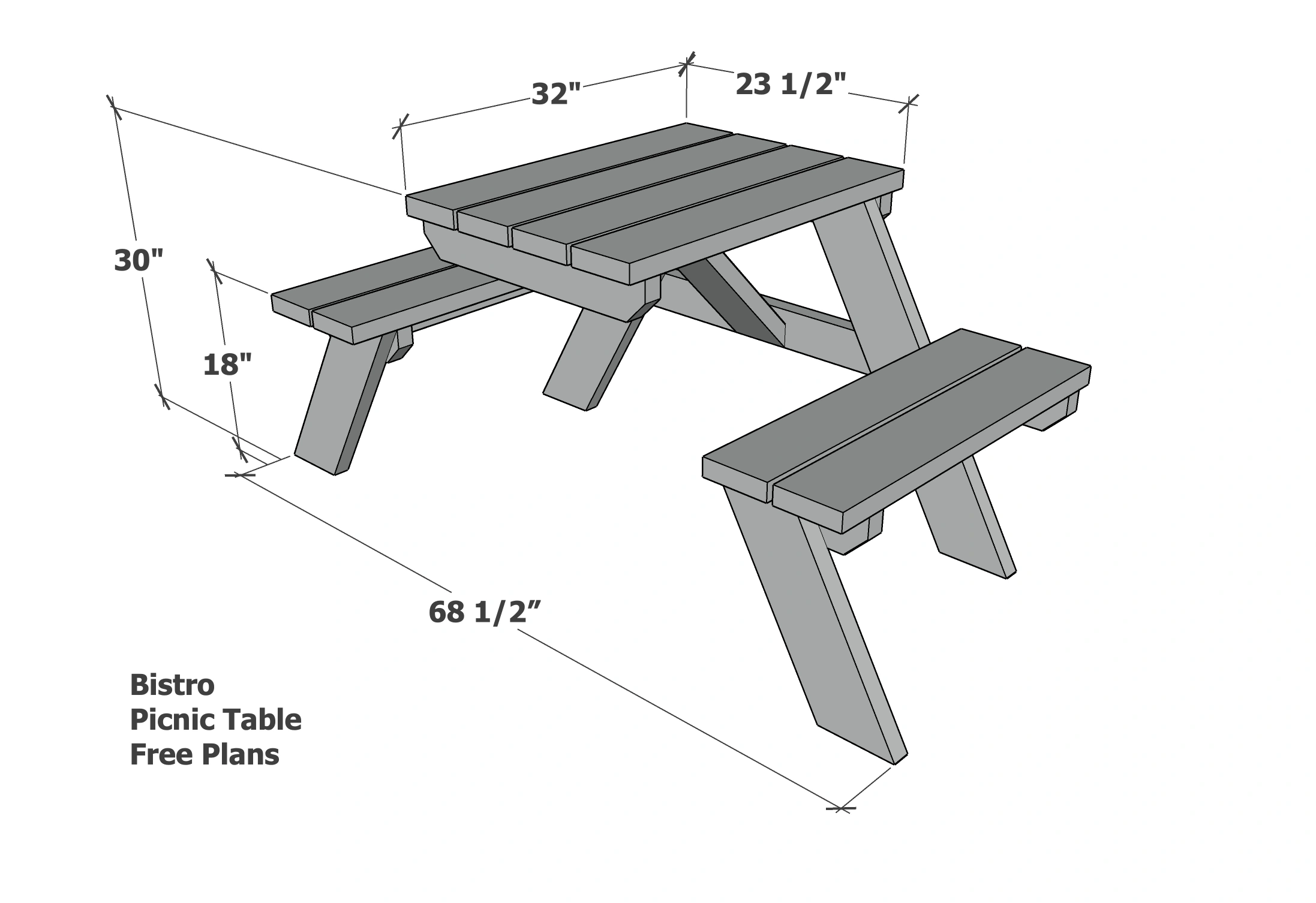 2 Person Picnic Table dimension diagram 1
