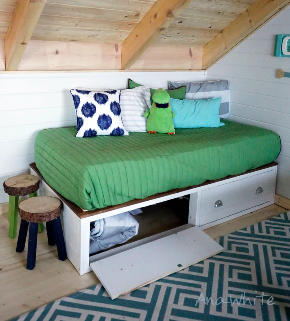 2x4 Captains Bed with Flip Down Storage