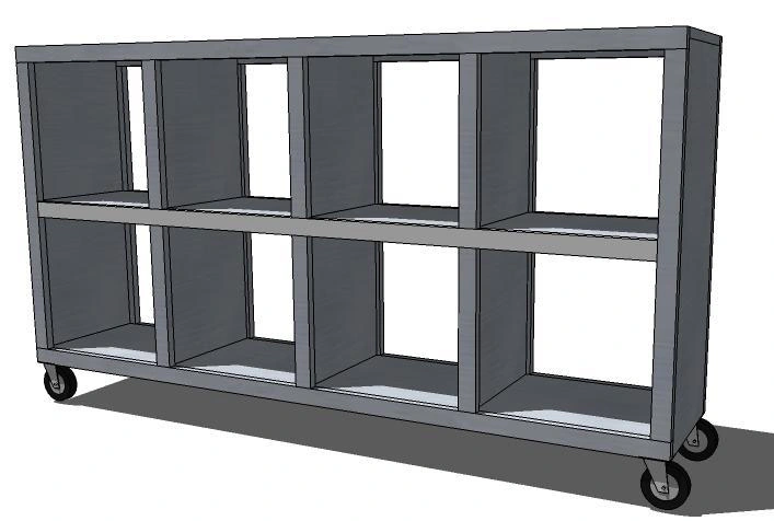 2x4 Console Cubby Shelves dimension diagram 1