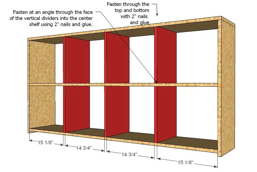 2x4 Console Cubby Shelves, step 2