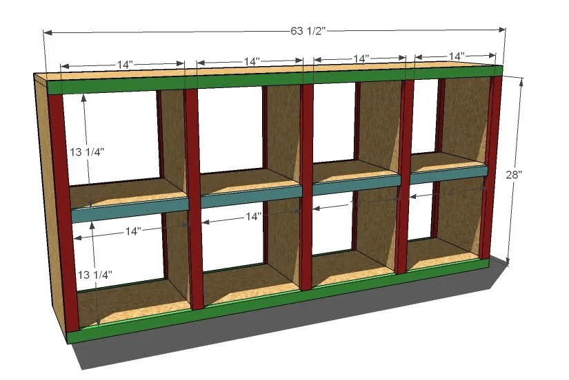 2x4 Console Cubby Shelves, step 3