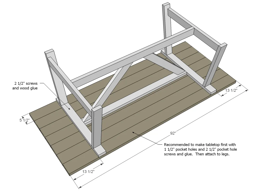 2x4 Truss Style Farm Table, step 5