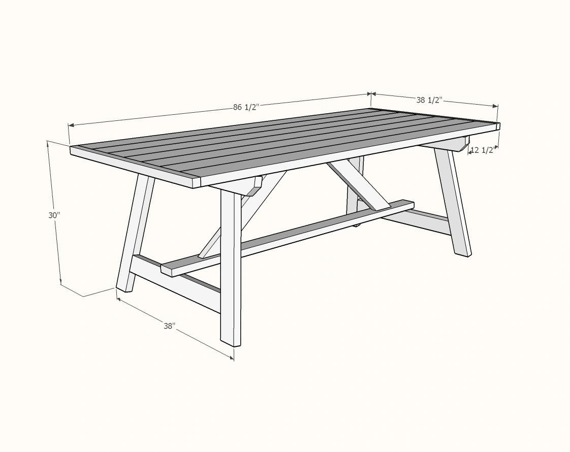 2x4 Truss Table dimension diagram 1