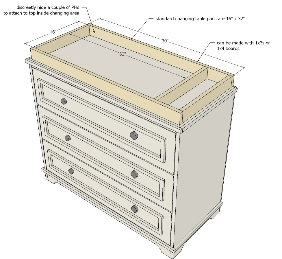 3 Drawer Dresser or Baby Changing Table, step 10