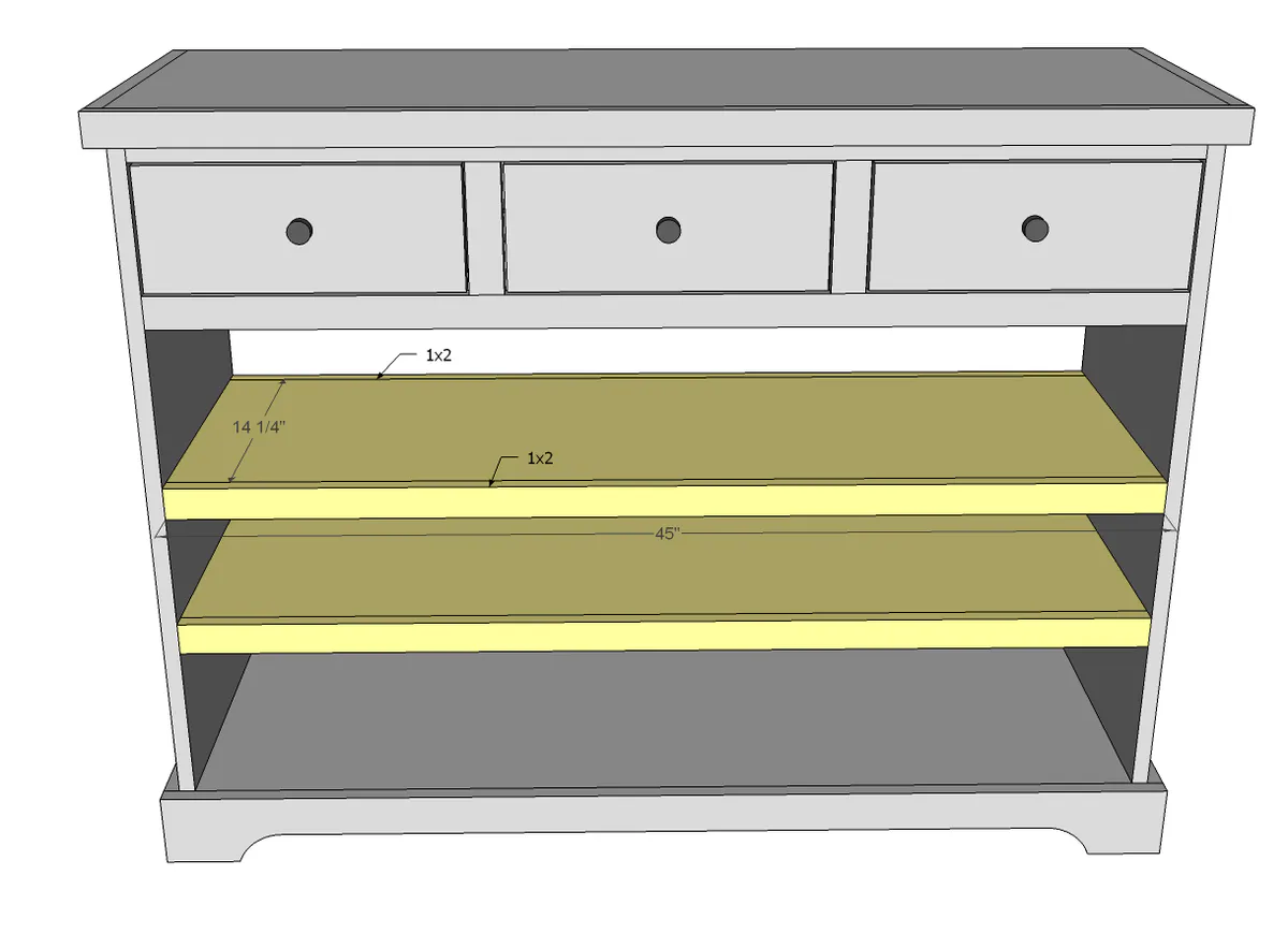 3 Drawer Open Shelf Simple Entryway Console, step 10