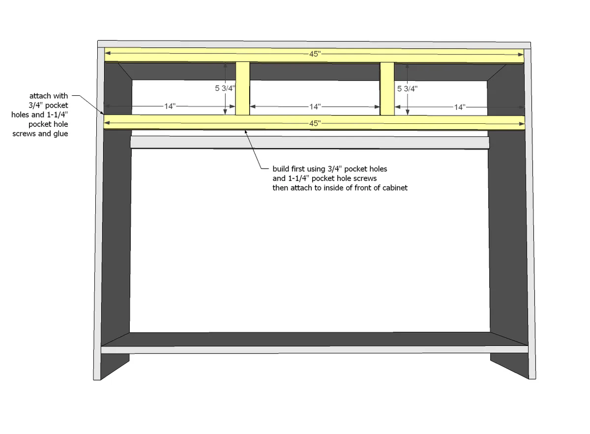 3 Drawer Open Shelf Simple Entryway Console, step 3