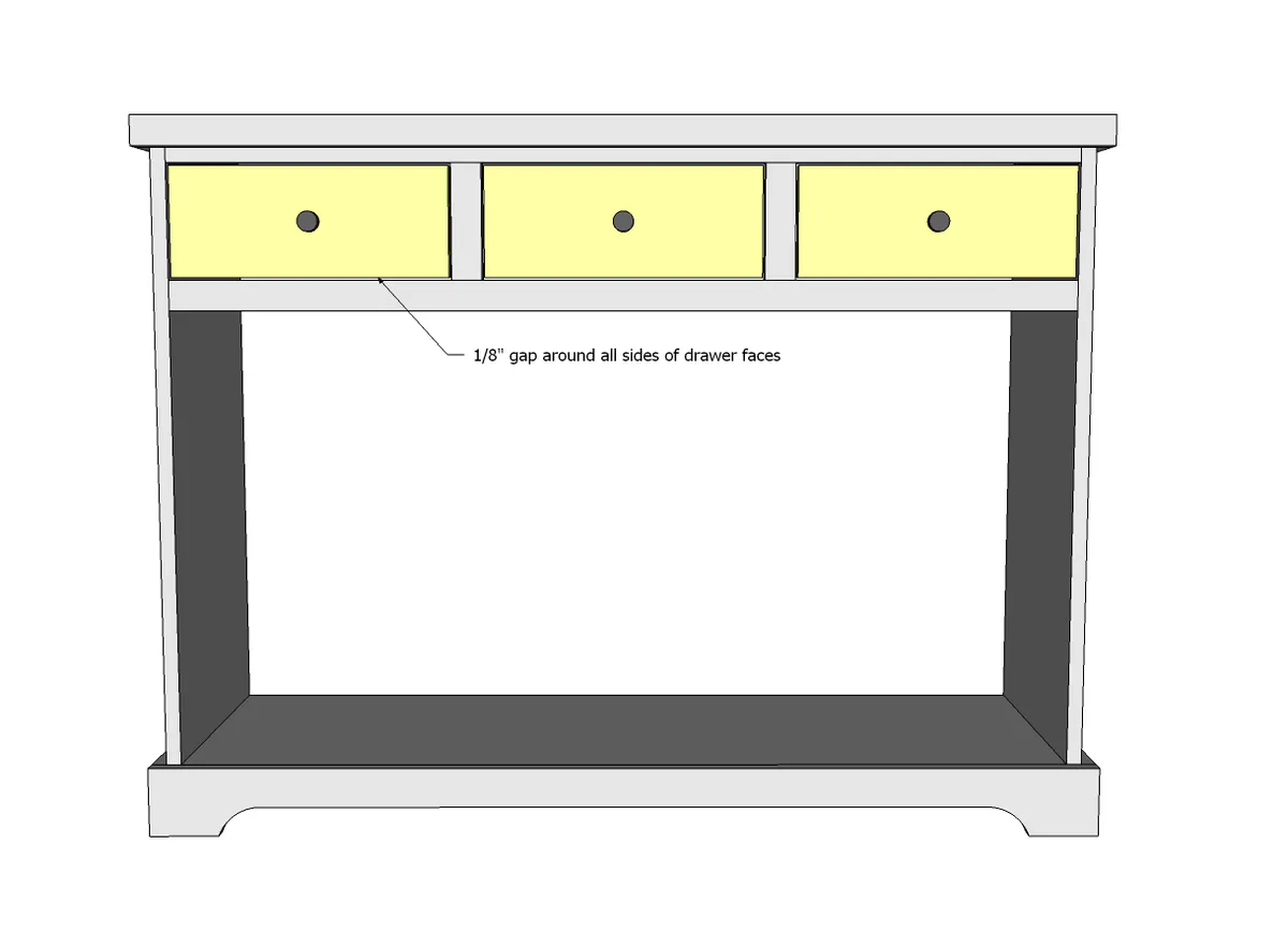 3 Drawer Open Shelf Simple Entryway Console, step 8