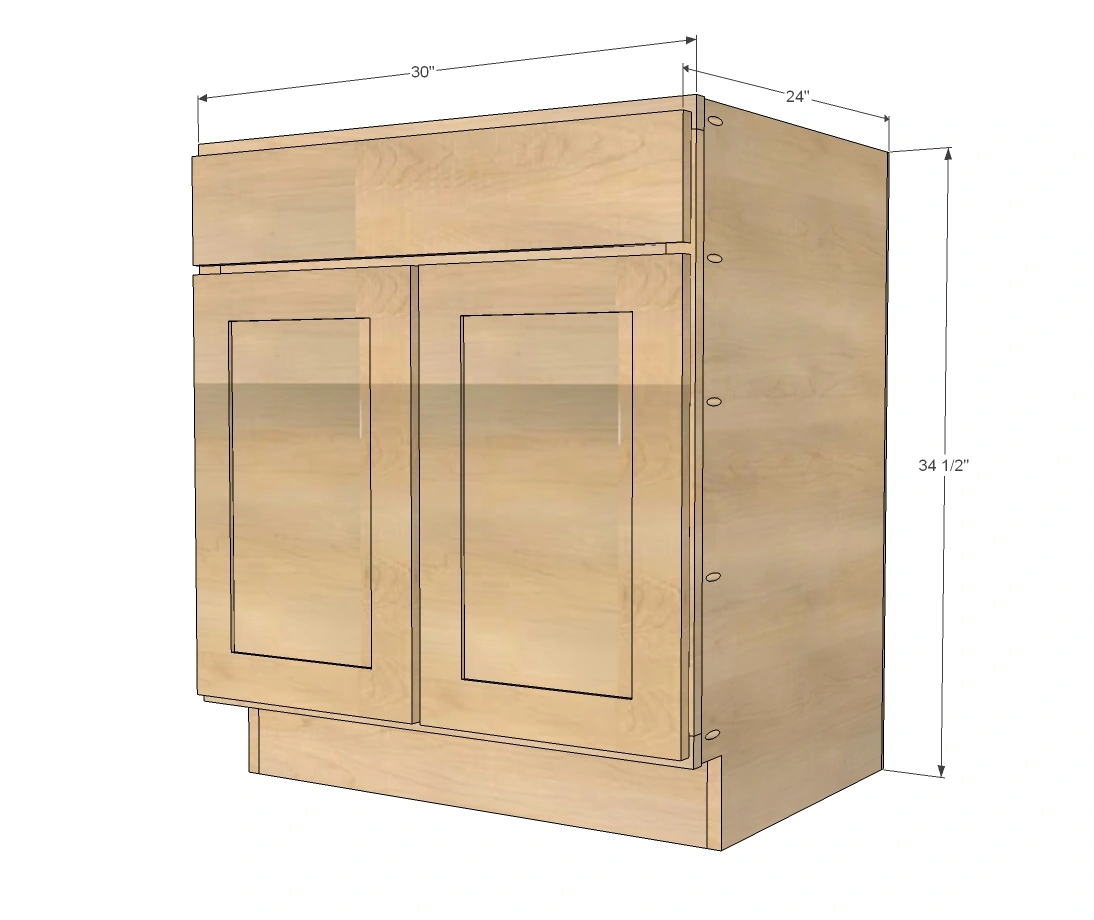 30" Sink Base dimension diagram 1