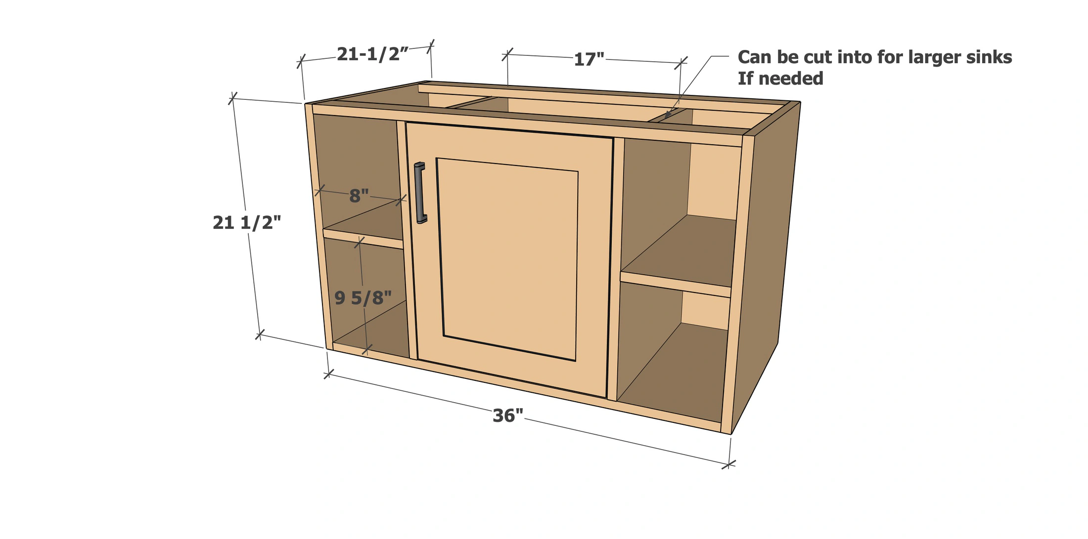 36" Floating Vanity Cabinet dimension diagram 1