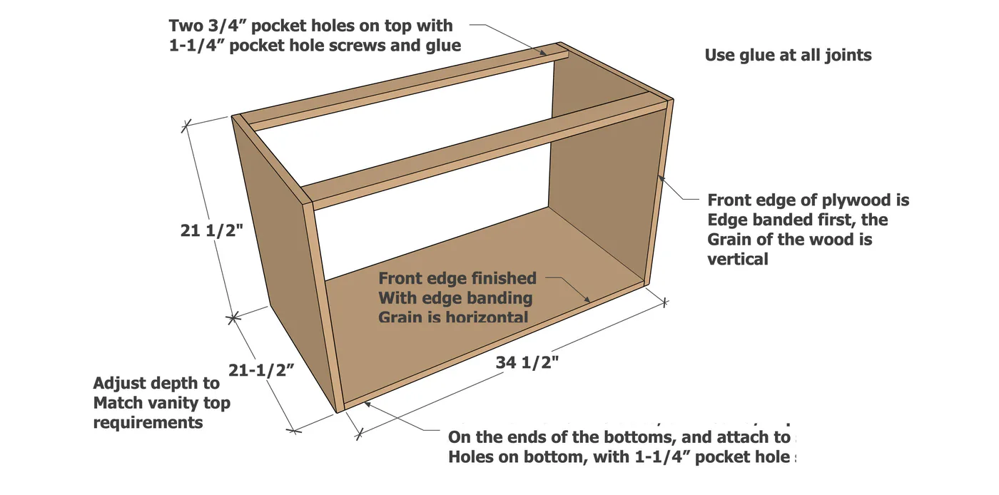 36" Floating Vanity Cabinet, step 1