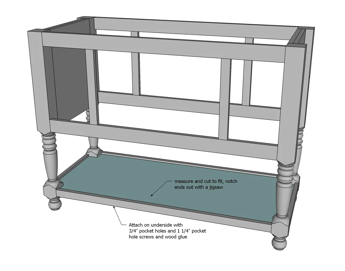 48" Turned Leg Vanity, step 4