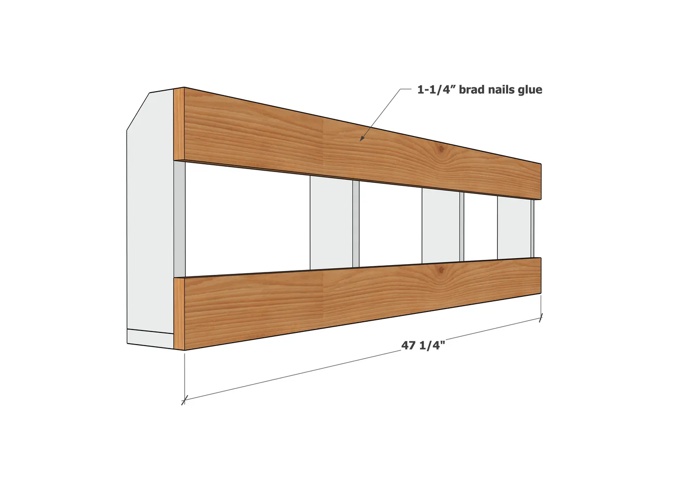 48" Wall Shelf with Hooks, step 2