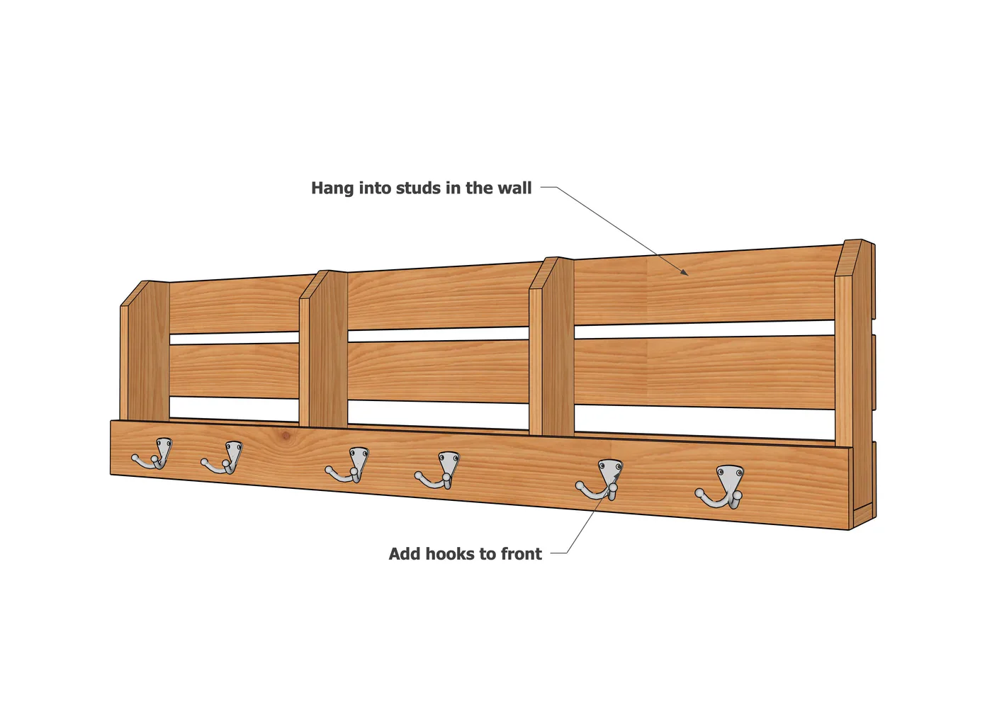 48" Wall Shelf with Hooks, step 4