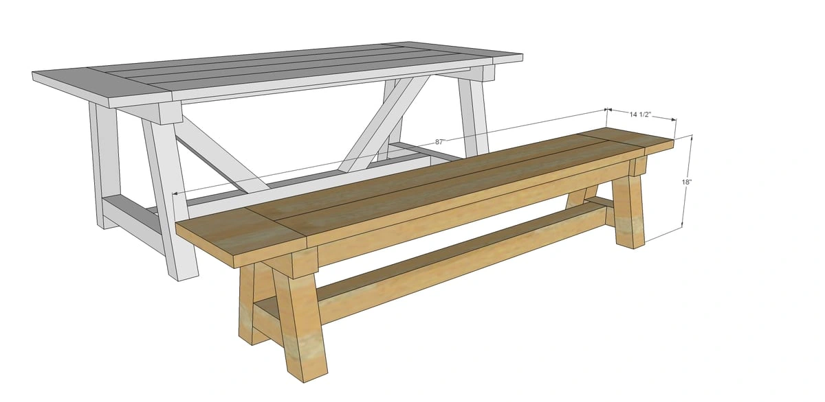 4x4 Truss Benches dimension diagram 1