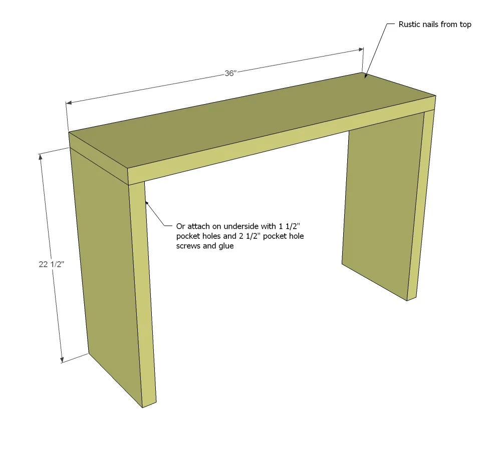 5 Board Cross Brace Console or Side Table, step 1