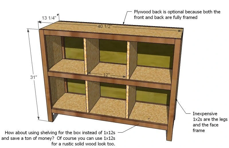 6 Cube Organizer dimension diagram 1