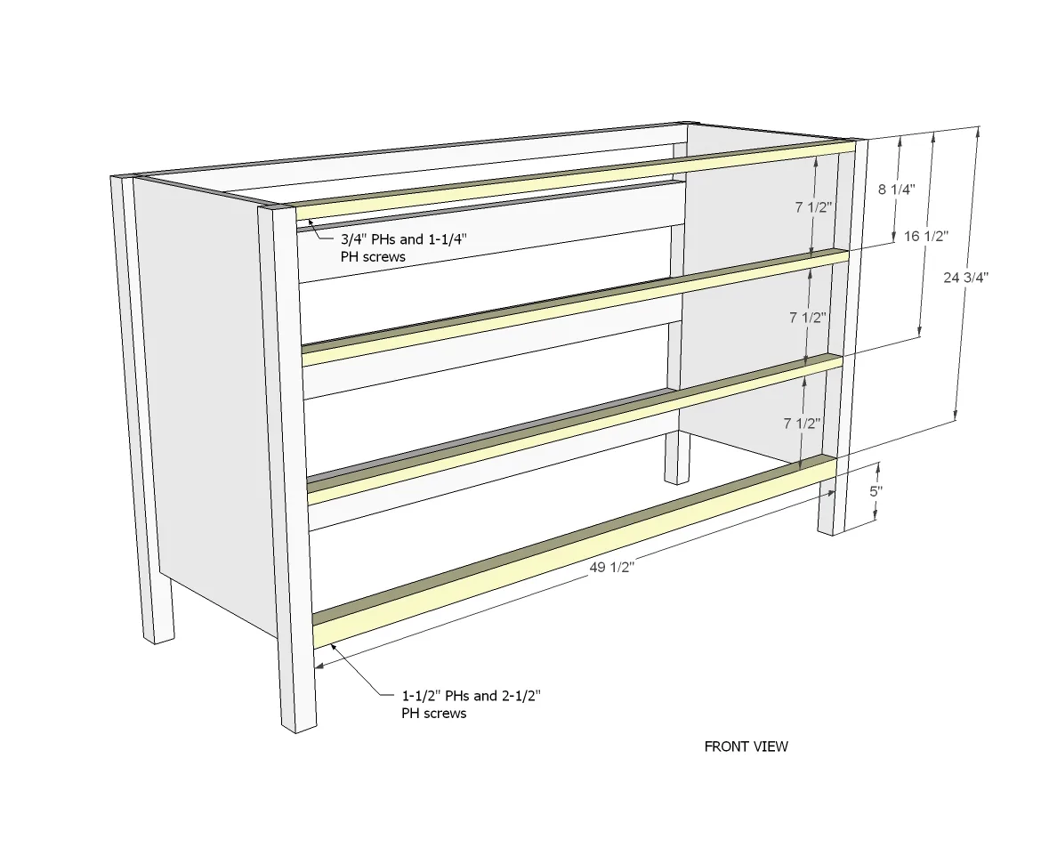 7 Drawer Extra Wide Dresser, step 2