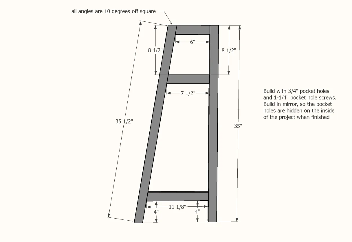 Angled Bookrack and Toybin, step 1
