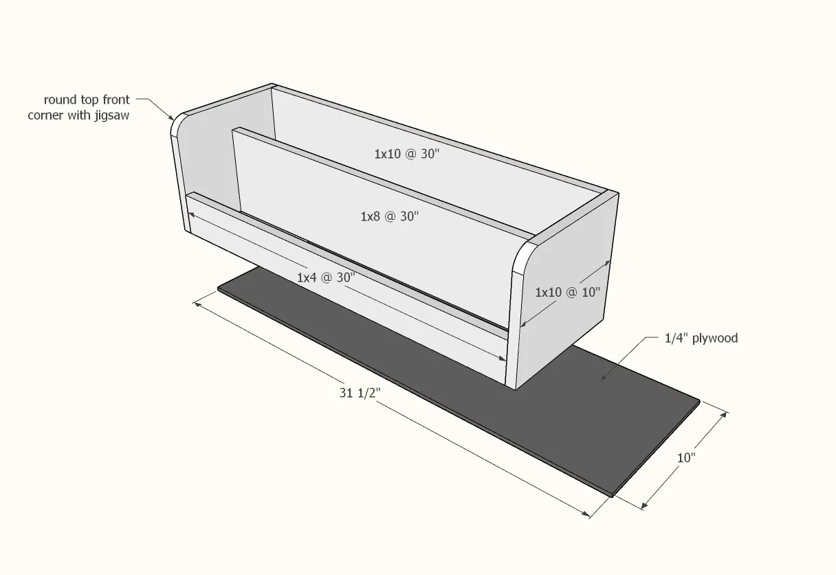 Angled Bookrack and Toybin, step 3