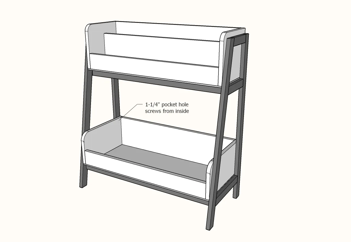 Angled Bookrack and Toybin, step 5