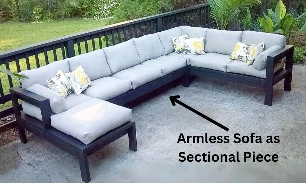Armless 2x4 Outdoor Sofa Sectional Piece