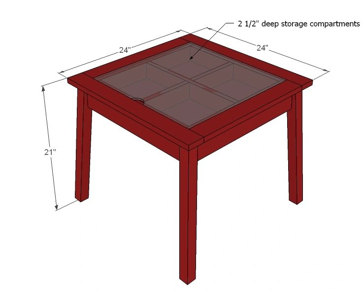 Arts and Crafts Play Table dimension diagram 1