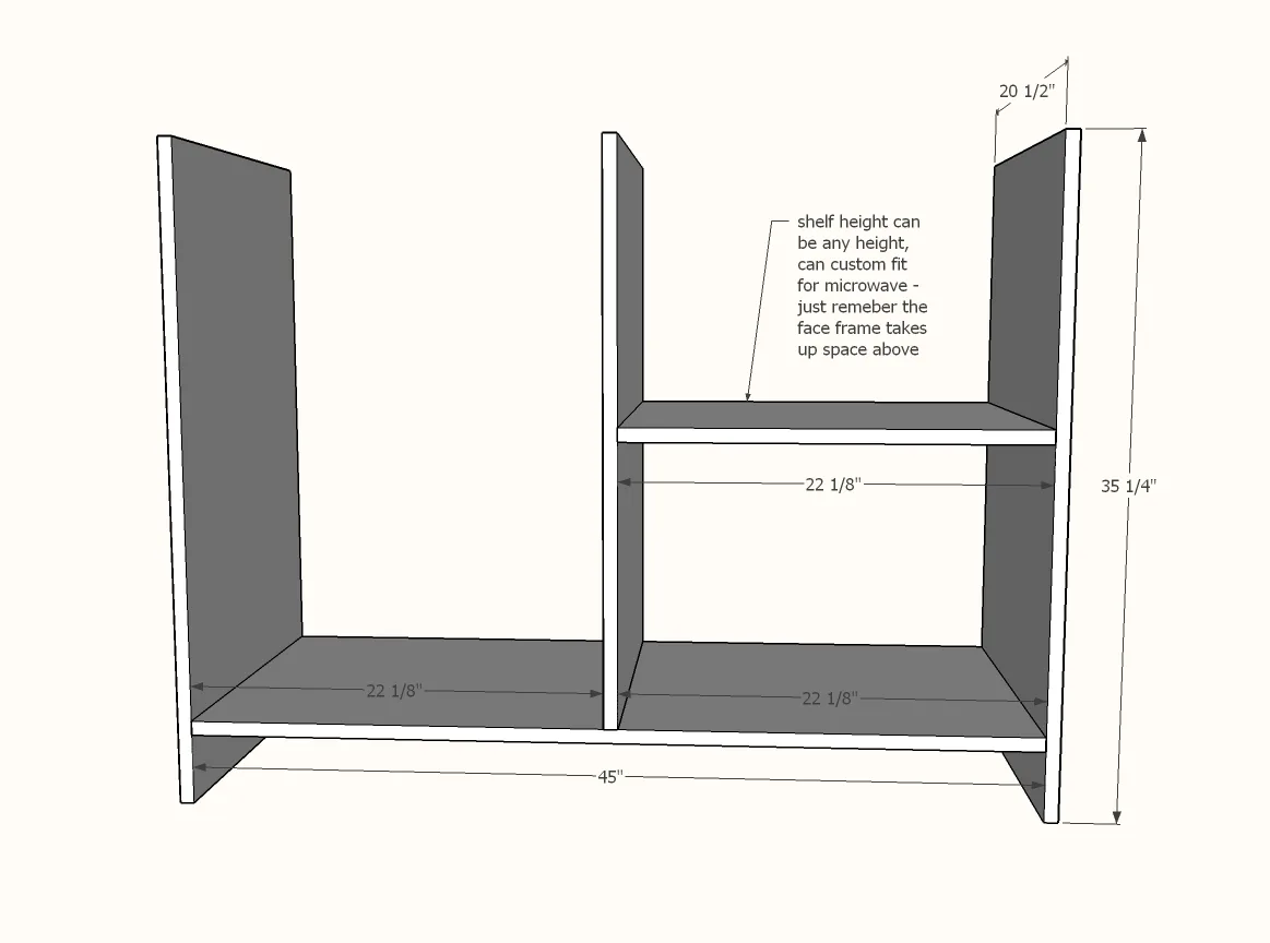 Barn Door Cabinet with Mini Fridge and Microwave, step 1
