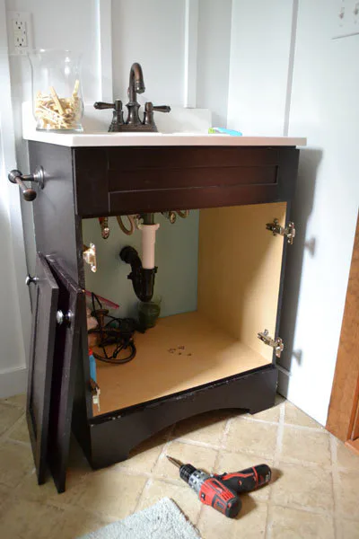 Bathroom Vanity with Built-In Step Stool, step 1