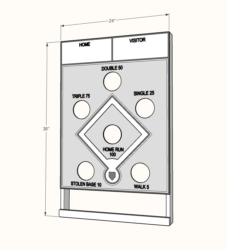 Bean Bag Toss Baseball Game dimension diagram 1