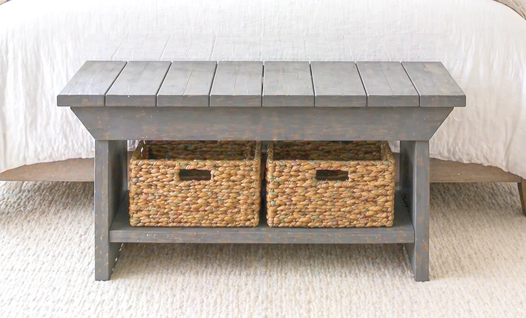 Bench with Shelf and Scrap Wood Top