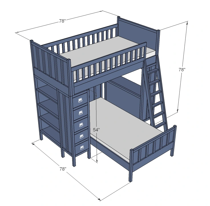 Board and Batten Bunk System dimension diagram 1