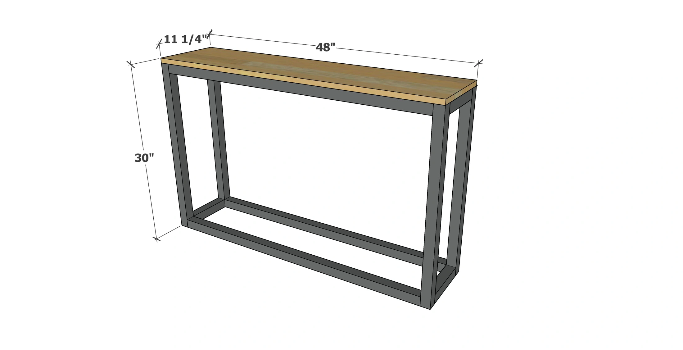 Box Frame Console Table dimension diagram 1