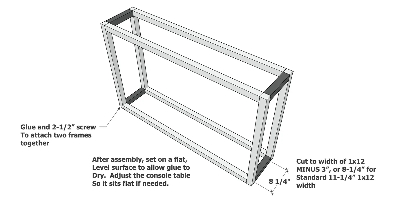 Box Frame Console Table, step 2