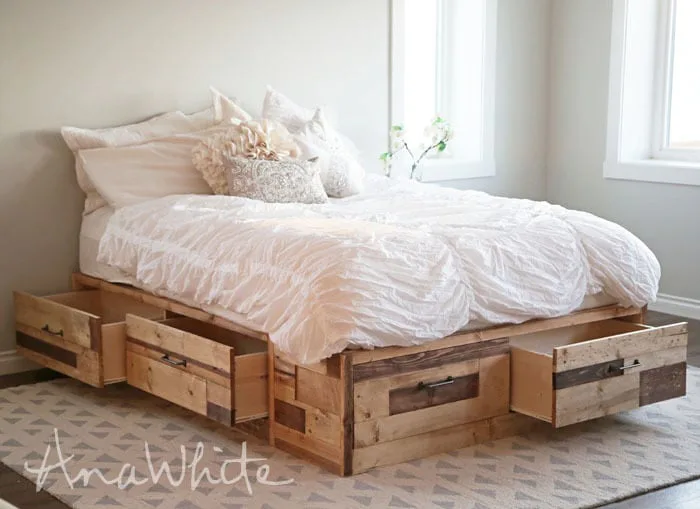 Brandy Scrap Wood Storage Bed with Drawers
