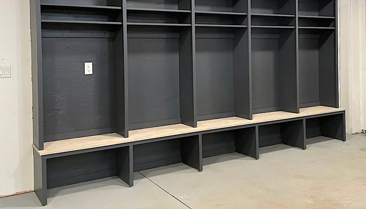 Built in Mudroom Bench with Open Bottom
