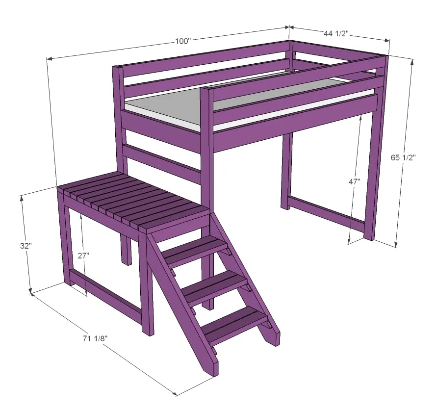 Camp Loft Bed with Stair, Junior Height, step 9