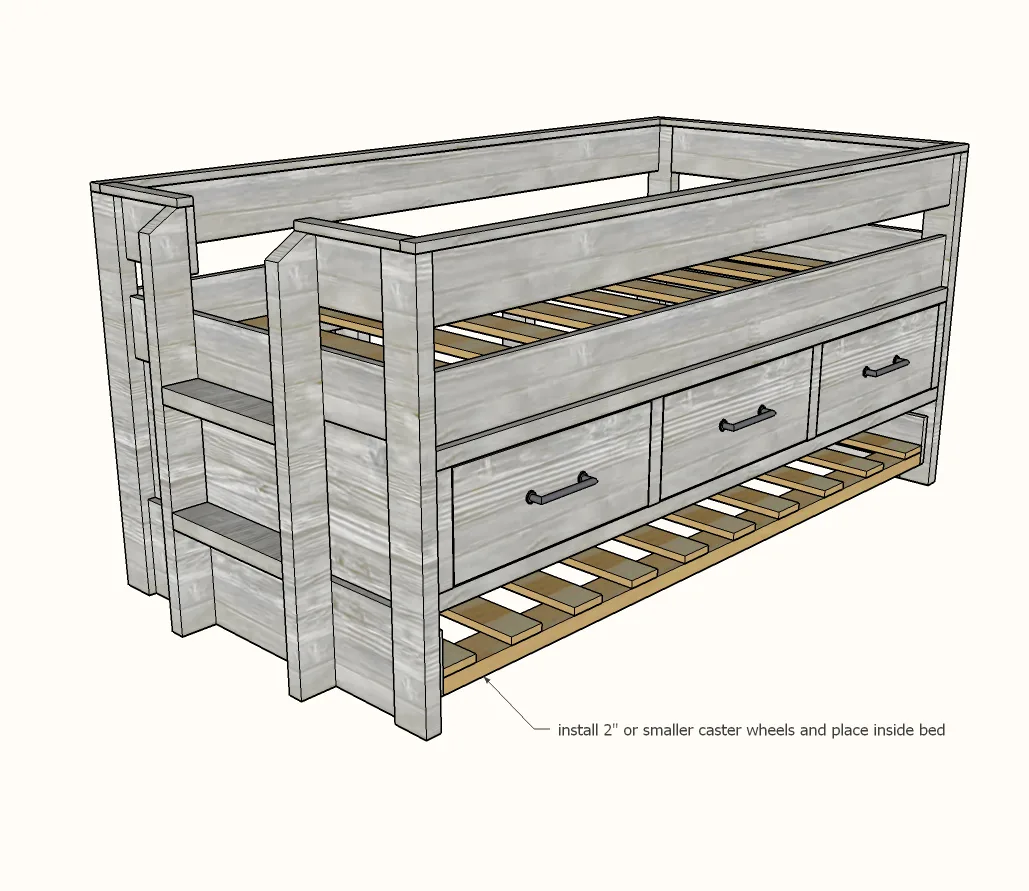 Captains Bed with Trundle Bed, step 12