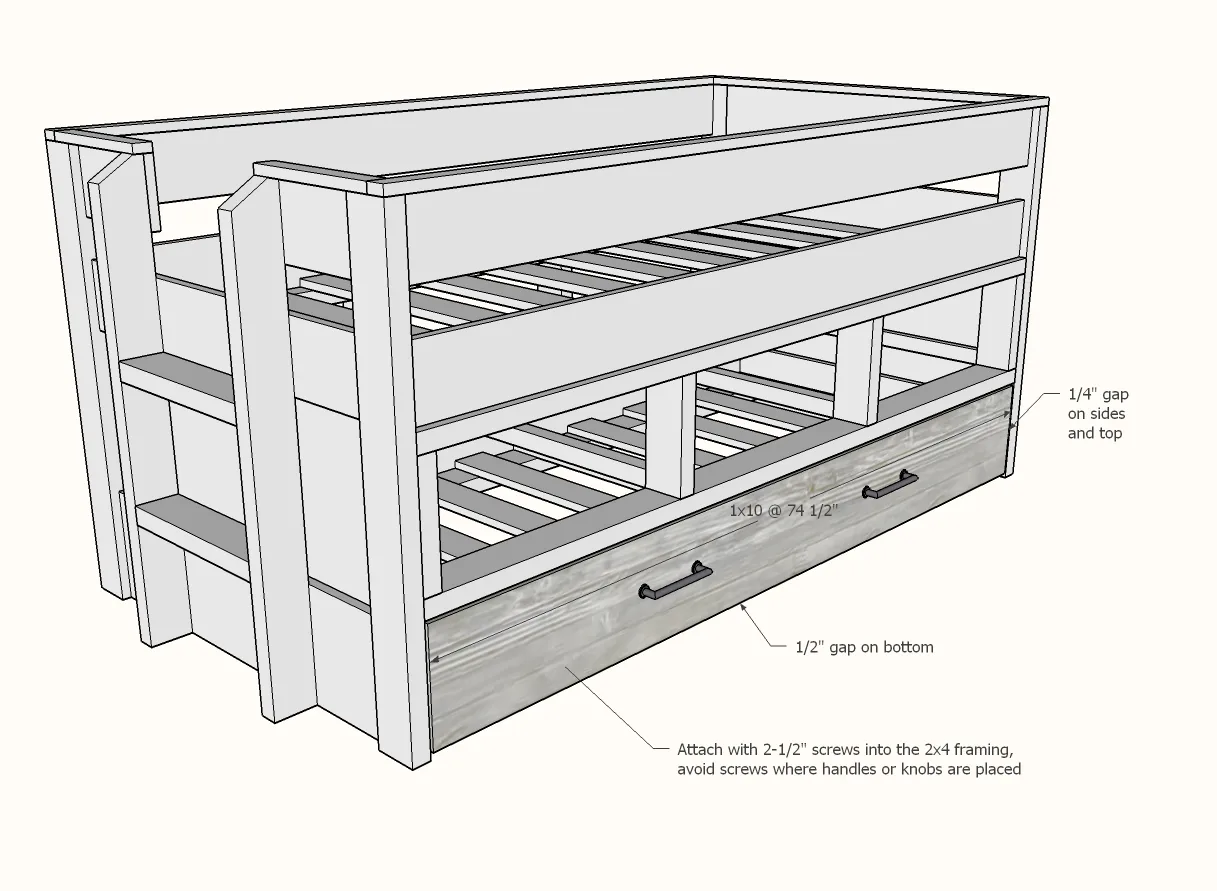 Captains Bed with Trundle Bed, step 13