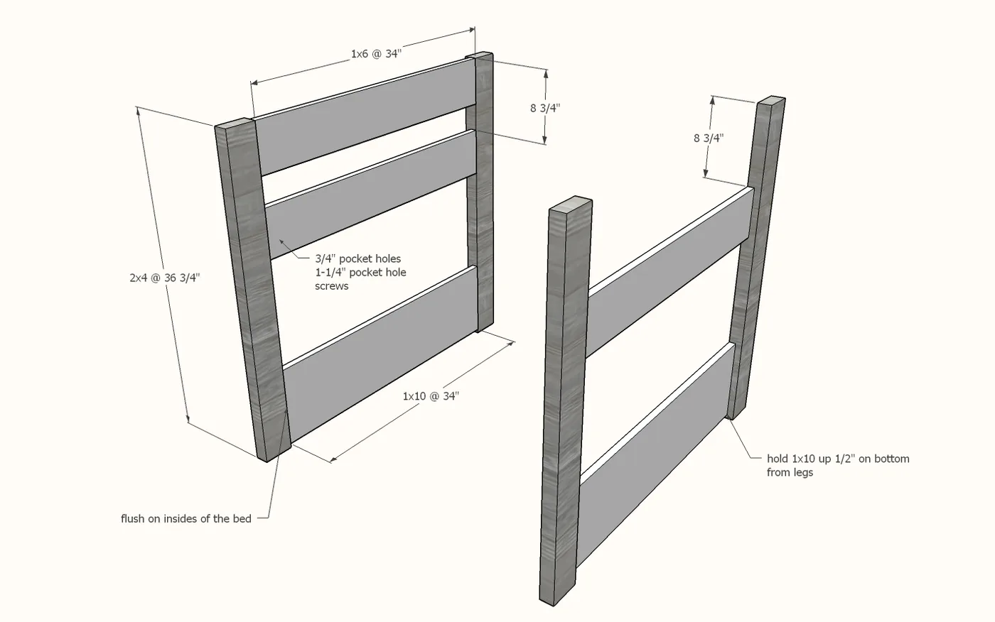Captains Bed with Trundle Bed, step 1