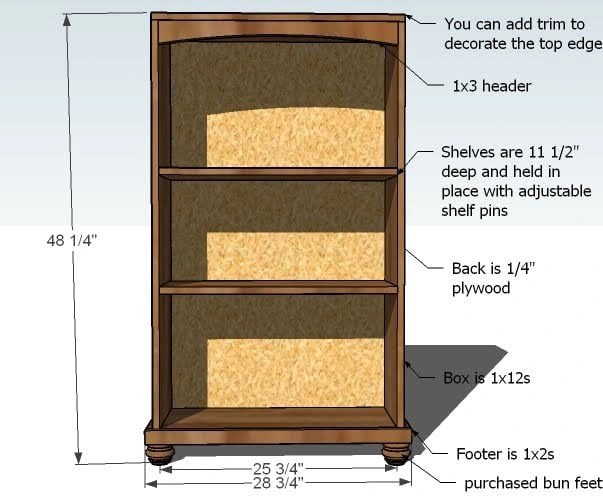 Cara Bookcase dimension diagram 1