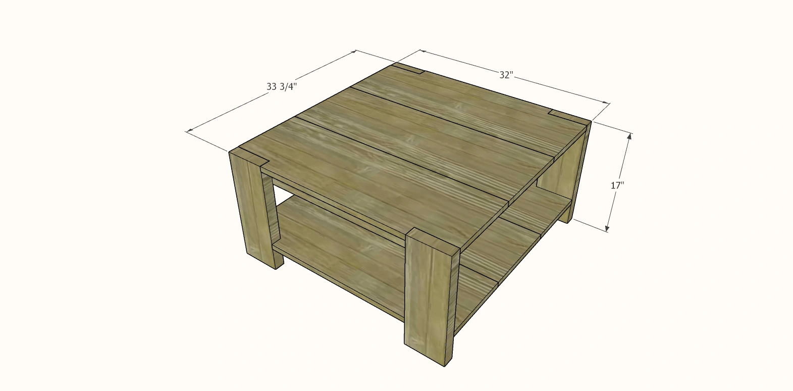 Chunky Leg Coffee Table dimension diagram 1