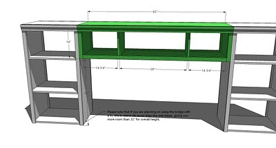 Classic Storage Wall System Bridge dimension diagram 1
