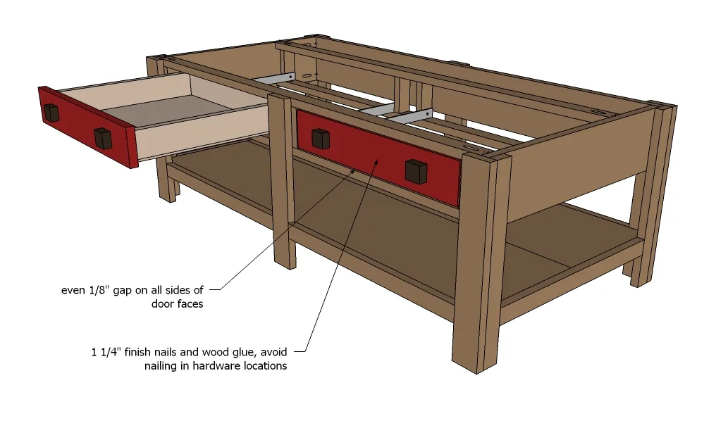 Classic Wood Coffee Table with Two Drawers and Shelf, step 12