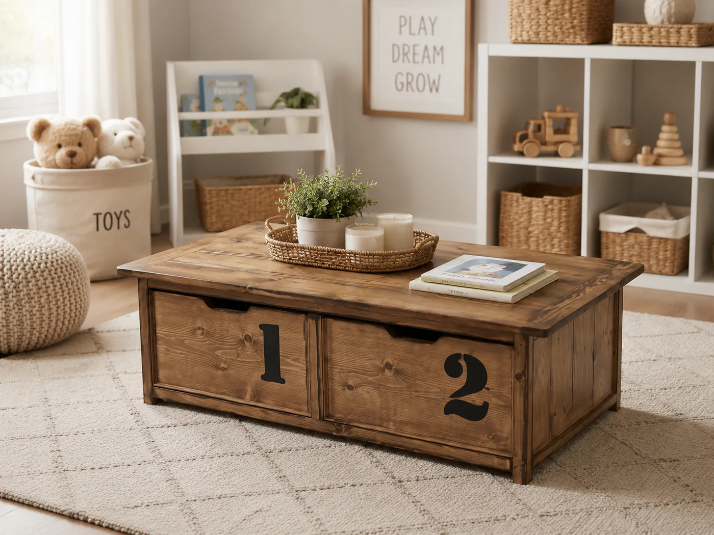 Coffee Table with Trundle Toy Box