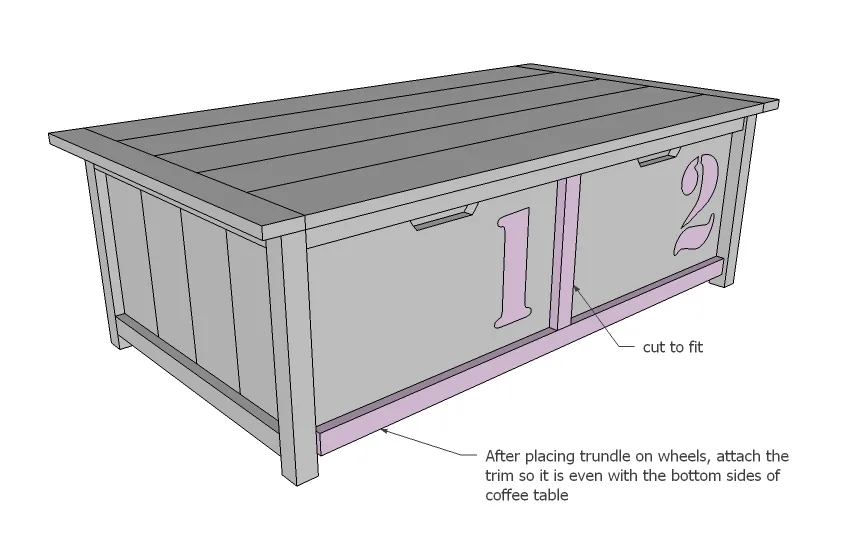 Coffee Table with Trundle Toy Box, step 8