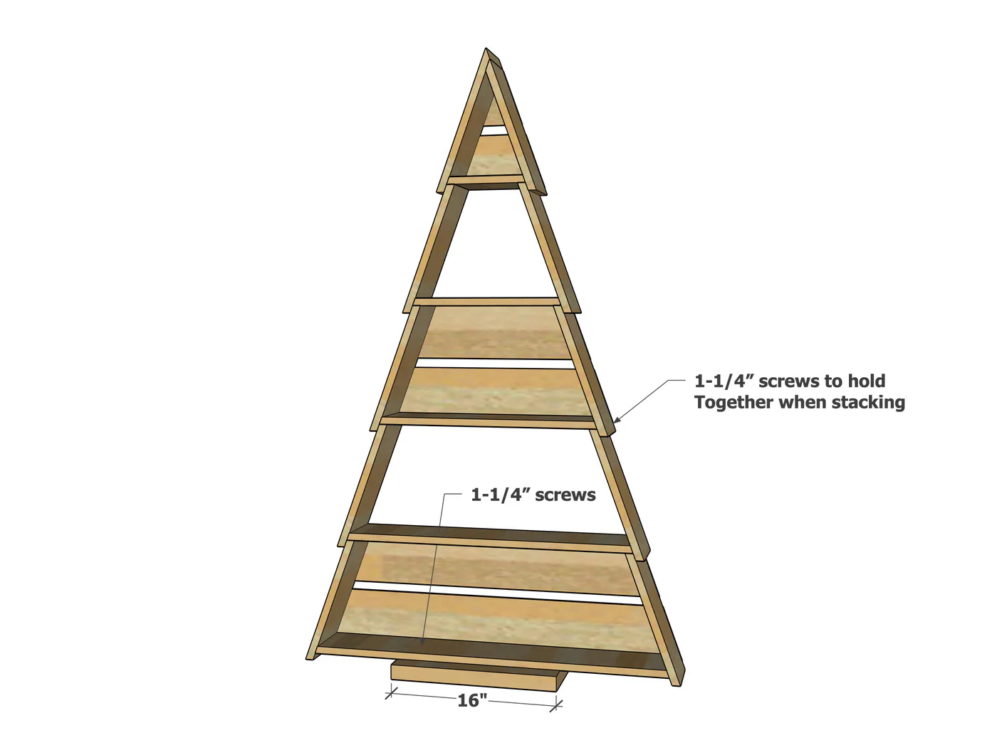 Collapsible Standing Wood Christmas Tree Shelf, step 9