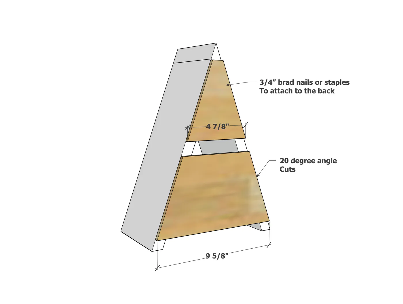 Collapsible Standing Wood Christmas Tree Shelf, step 2
